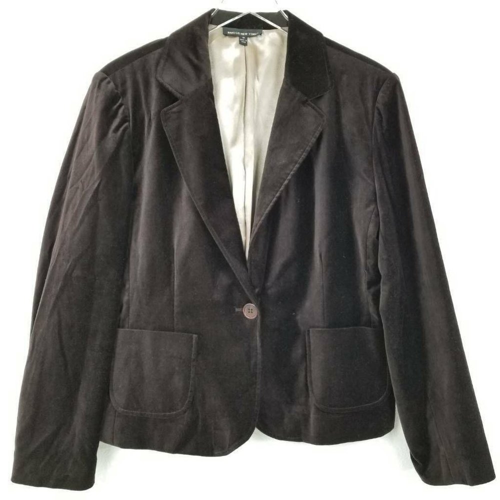 Briggs Blazer Chocolate Brown Notch Lapel Velvet Jacket Pockets Single Button 18